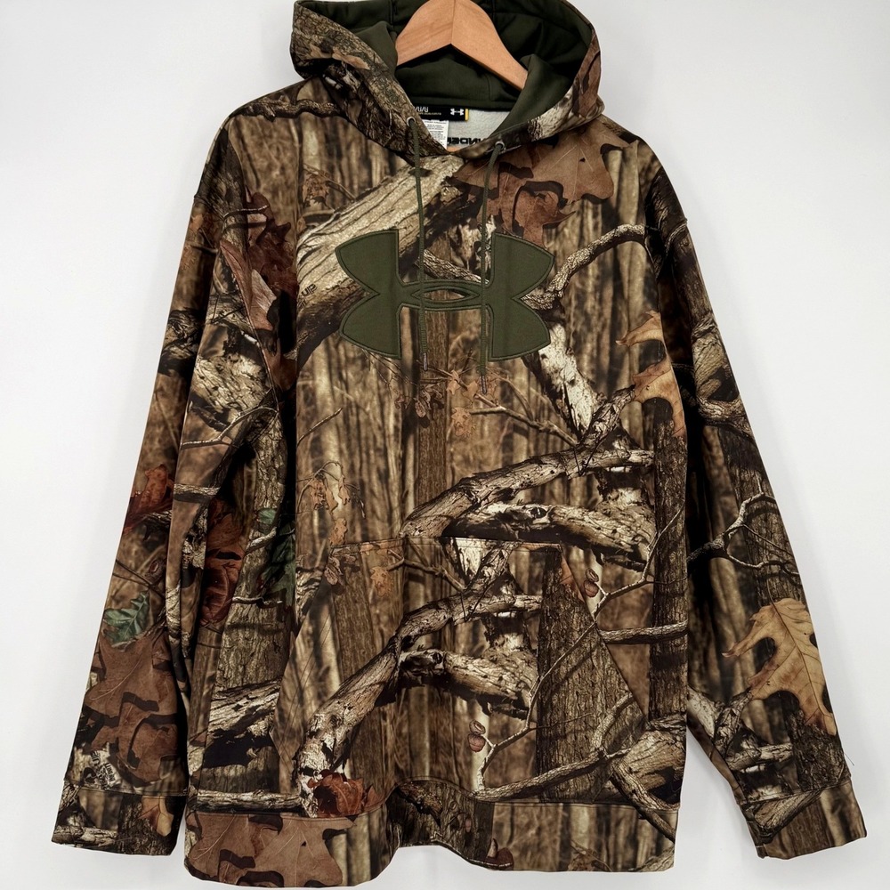 Under Armour Mens Mossy Oak Break-Up Infinity Camouflage‎ Hoodie Green Logo XL